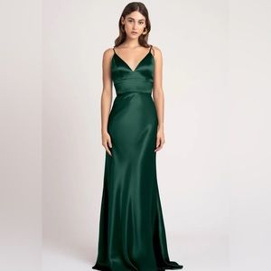 Jenny Yoo Brenna Bridesmaid Dress in color Emerald.